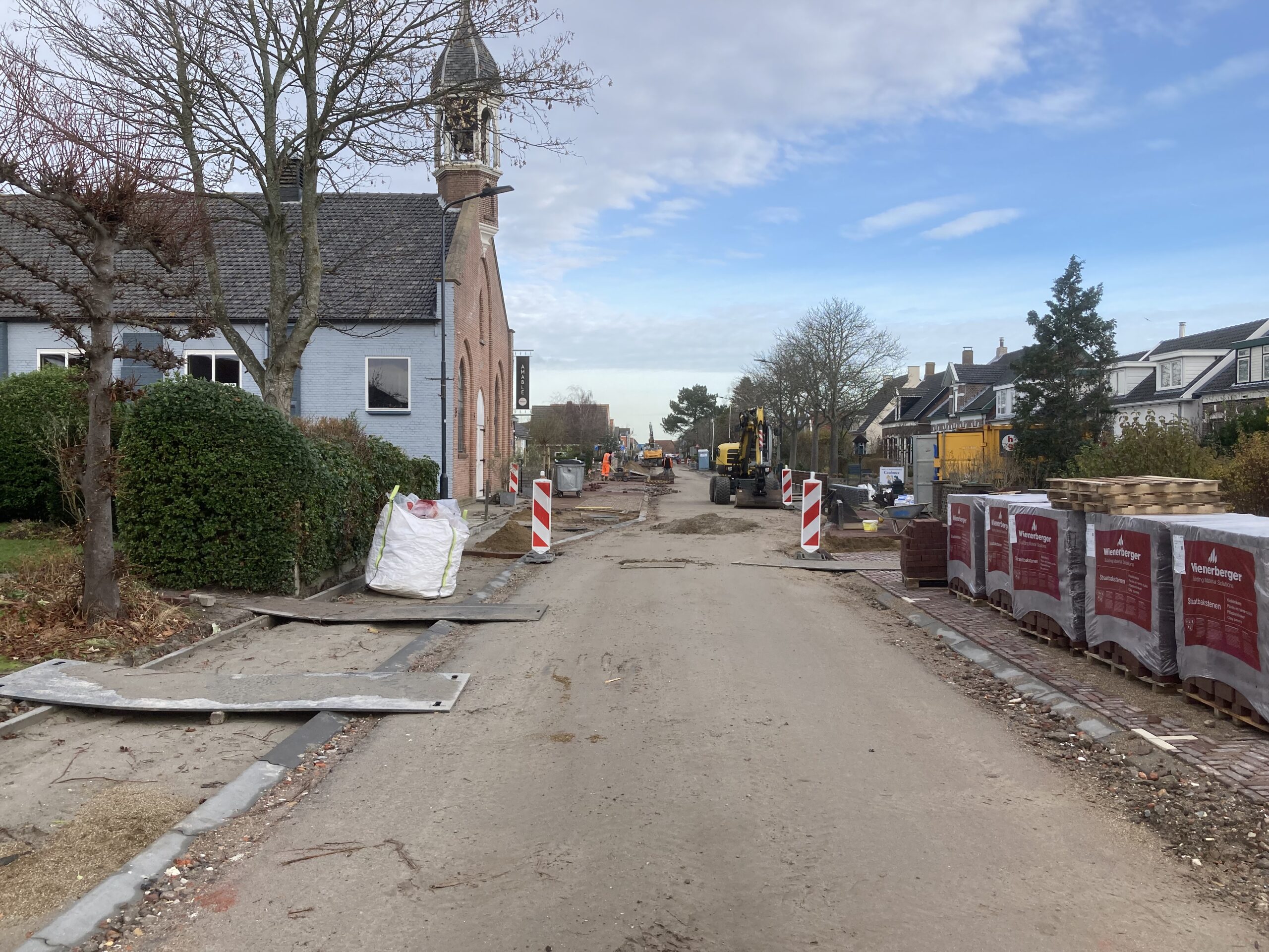 Er wordt in weer en wind gewerkt aan de Veerweg (fase 4)